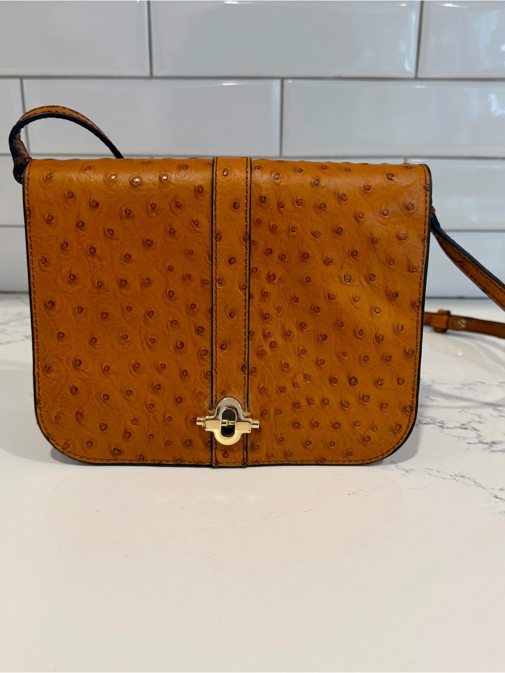Banana Republic Cognac Crossbody with Gold-Tone Turn Lock
